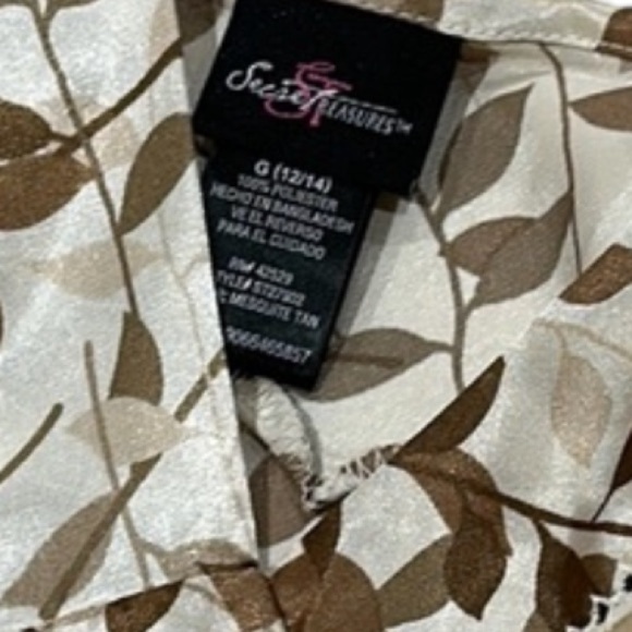 NWT 2-pc sleepwear cami top and capri cropped pants satin cream tan brown Lrg - Picture 8 of 9